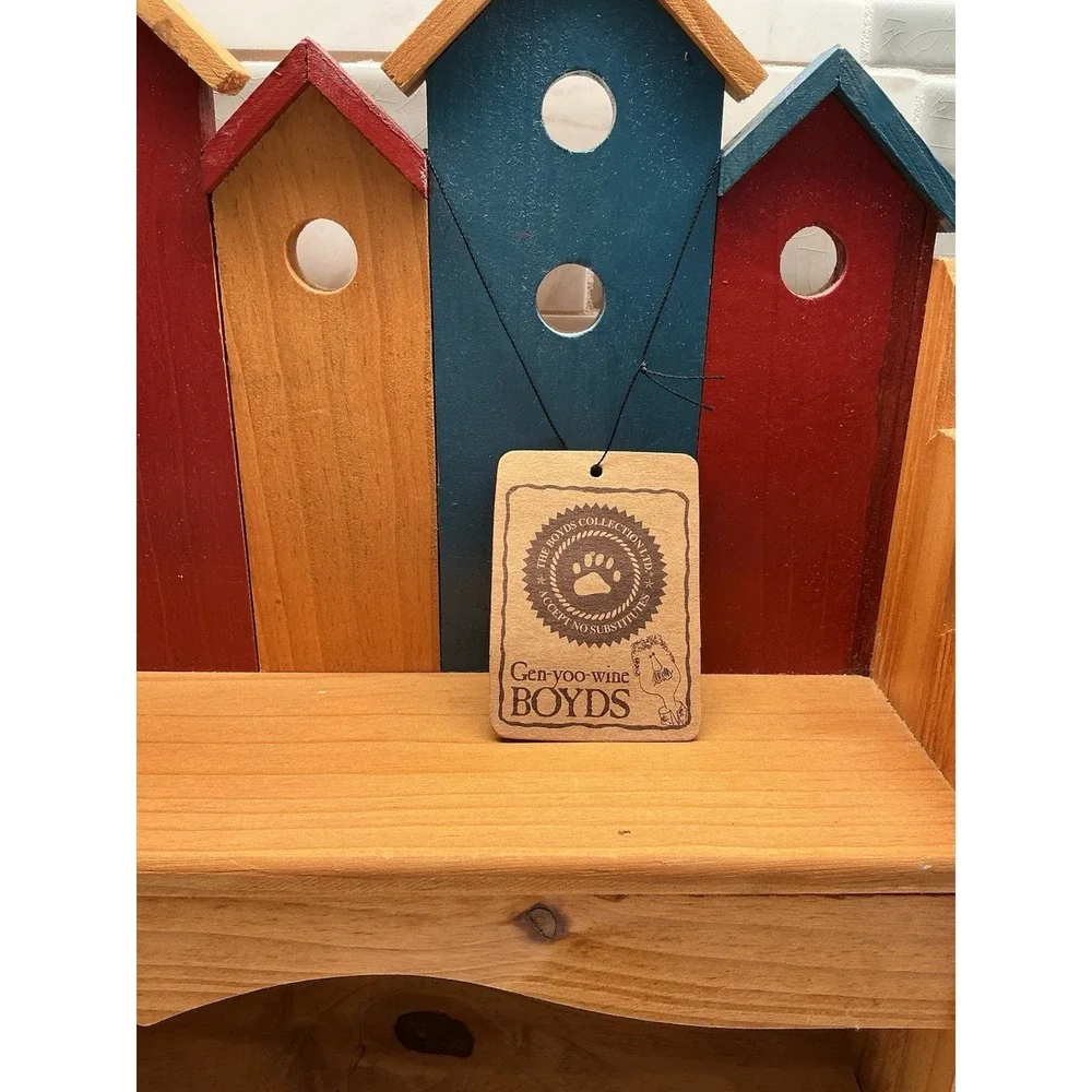 Boyds Wooden Birdhouse Bench Decorative Collectible Brown Blue Red